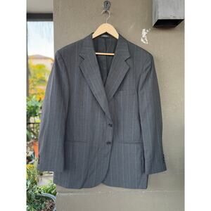 Towncraft Men’s 42S Gray Pinstriped Wool Blend Blazer Sport Coat Suit Jacket